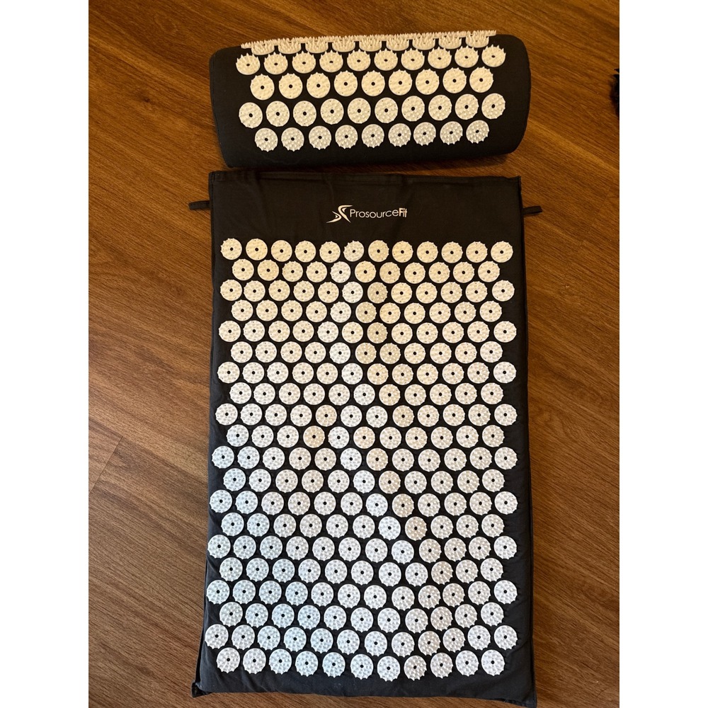 ProsourceFit Acupressure Mat and Pillow Set Black White‎ Back Neck Pain Relief